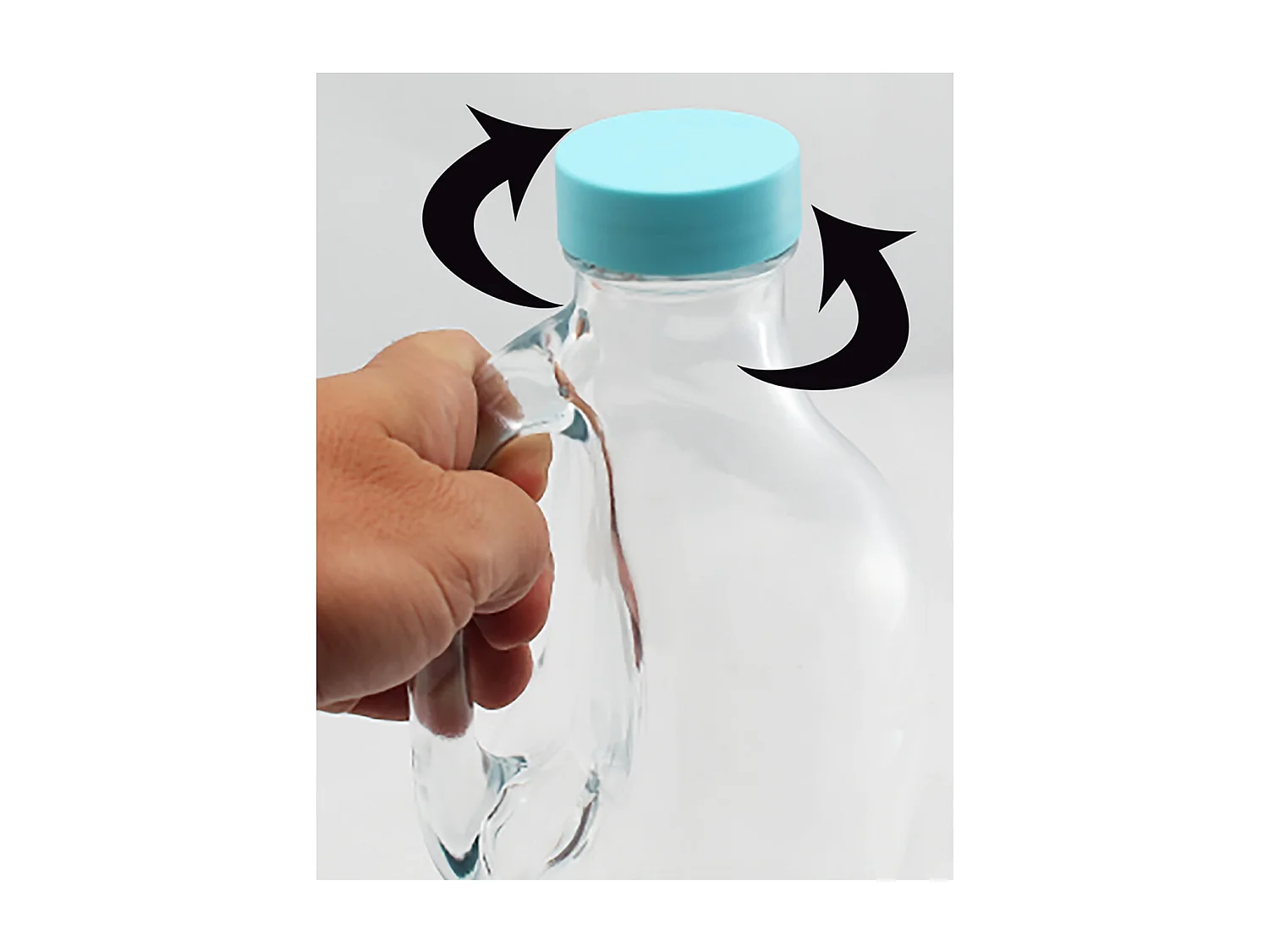 Lot de 6 bouteille en verre avec bouchon à vis, carafe pour l'eau, jus, capacité 1.4 L - Diamètre 9 x Hauteur 30 cm