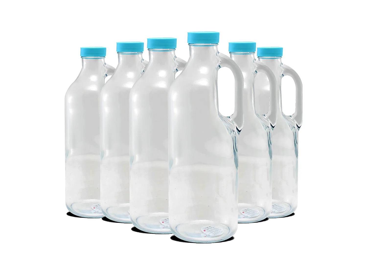 Lot de 6 bouteille en verre avec bouchon à vis, carafe pour l'eau, jus, capacité 1.4 L - Diamètre 9 x Hauteur 30 cm