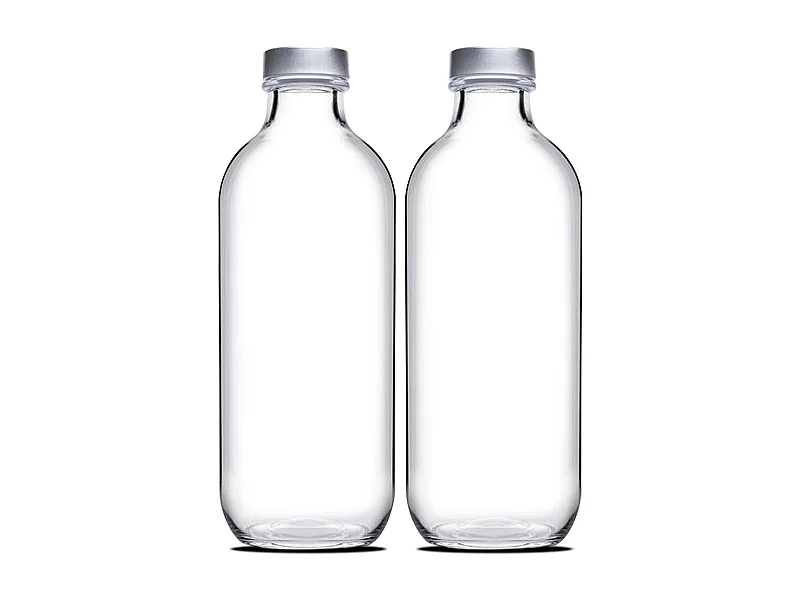 Lot de 2 bouteille en verre avec bouchon à vis, carafe pour l'eau, jus, capacité 50 cl - Ø 7 x Hauteur 20.5 cm