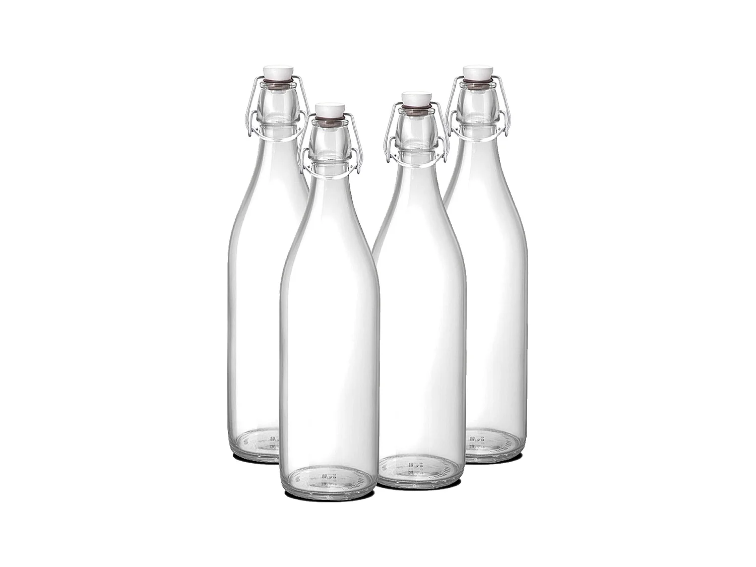Lot de 4 bouteille en verre avec bouchon hermétique, bouteille avec fermeture à clip, capacité 1 L - Diamètre 8.5 x Hauteur 32 cm