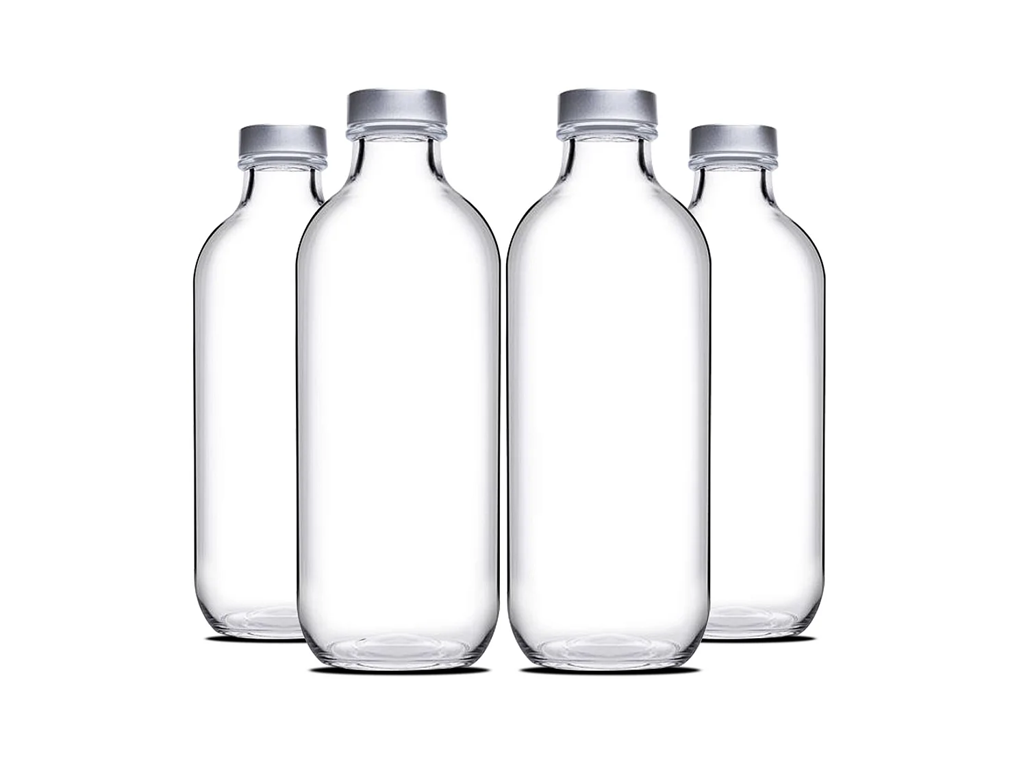 Lot de 4 bouteille en verre avec bouchon à vis, carafe pour l'eau, jus, capacité 1 L - Ø 9 x Hauteur 26 cm
