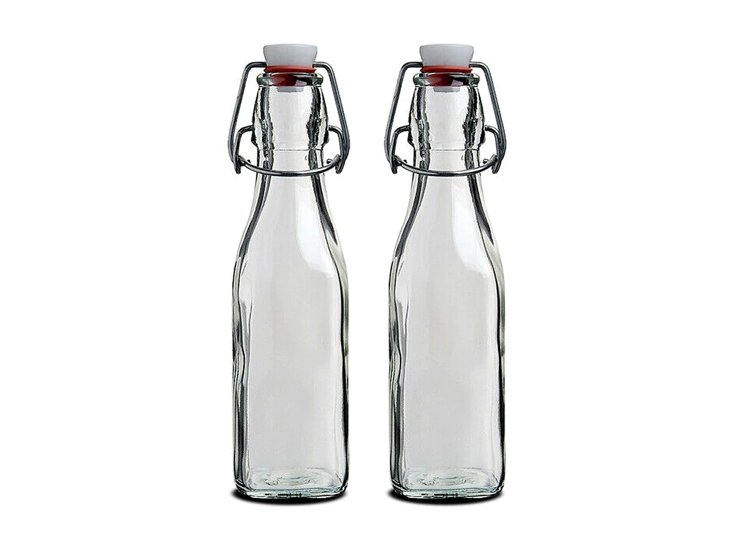 Lot de 2 bouteille en verre avec bouchon hermétique, bouteille avec fermeture à clip, capacité 0.5 L - Longueur 6.5 x Profondeur 6.5 x Hauteur 27.5 cm