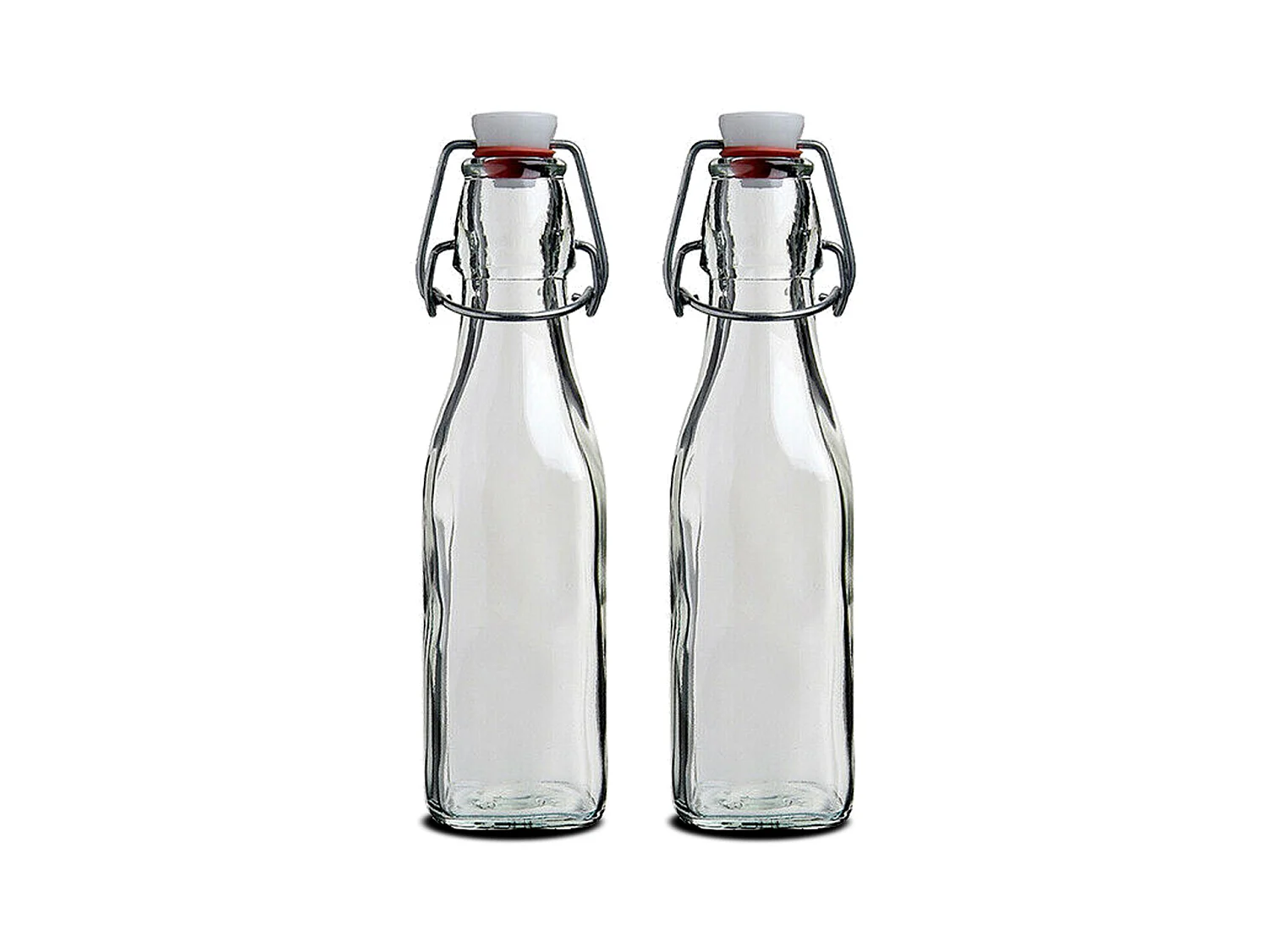 Lot de 2 bouteille en verre avec bouchon hermétique, bouteille avec fermeture à clip, capacité 0.5 L - Longueur 6.5 x Profondeur 6.5 x Hauteur 27.5 cm