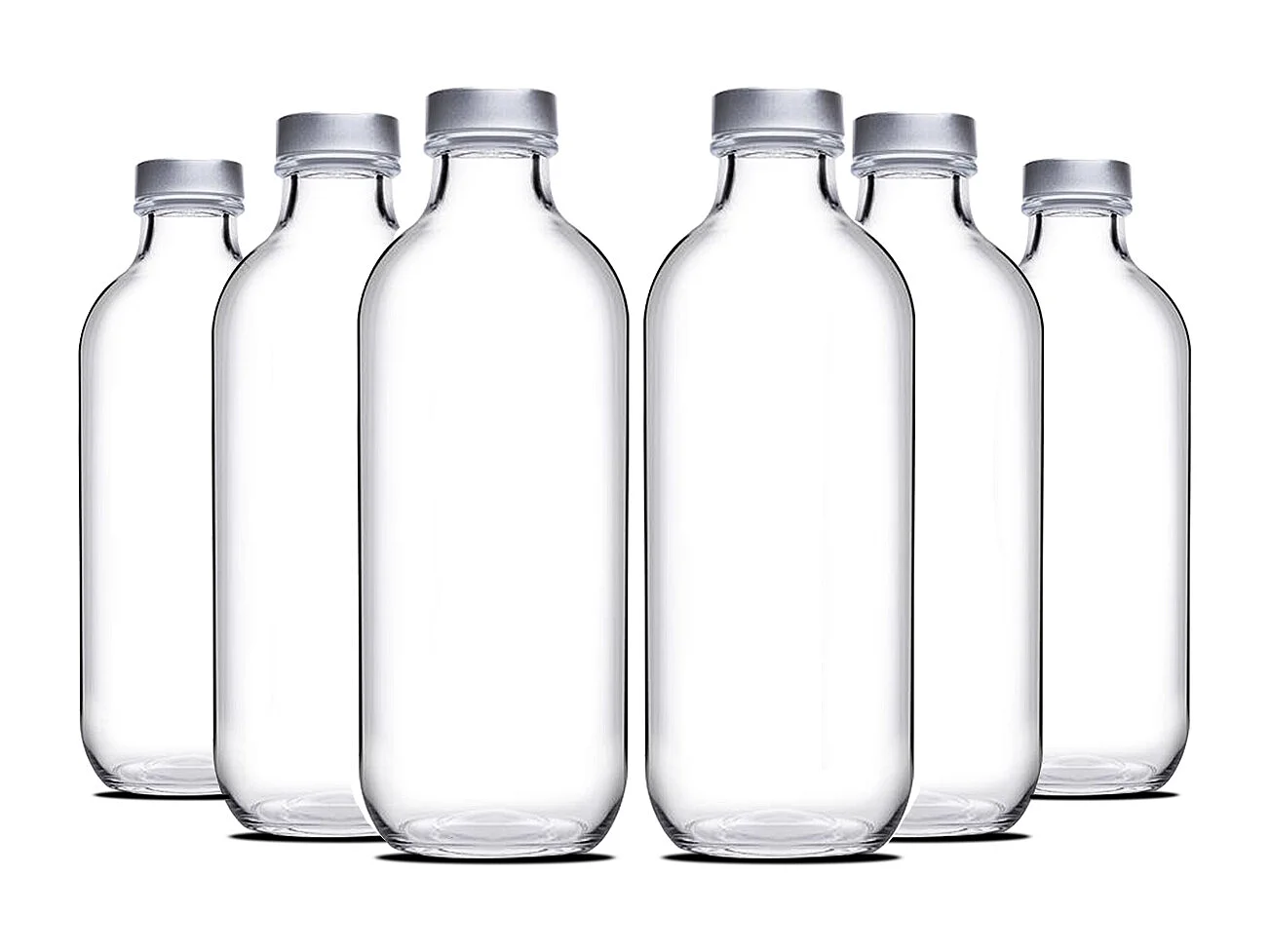 Lot de 6 bouteille en verre avec bouchon à vis, carafe pour l'eau, jus, capacité 50 cl - Ø 7 x Hauteur 20.5 cm