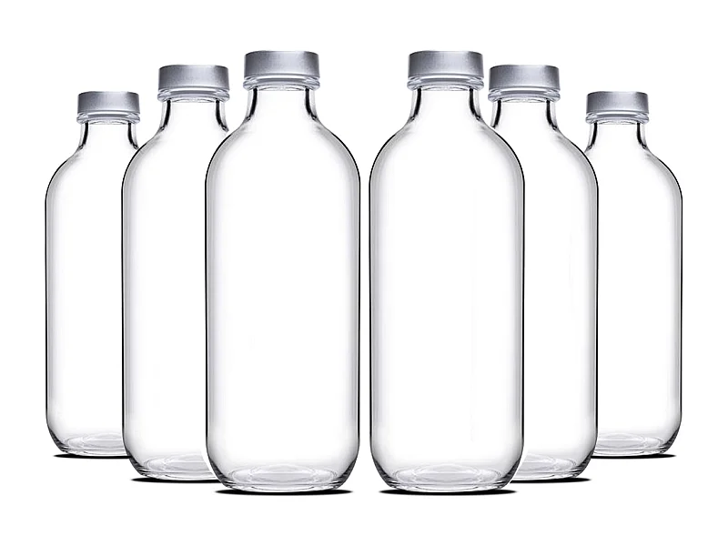 Lot de 6 bouteille en verre avec bouchon à vis, carafe pour l'eau, jus, capacité 50 cl - Ø 7 x Hauteur 20.5 cm