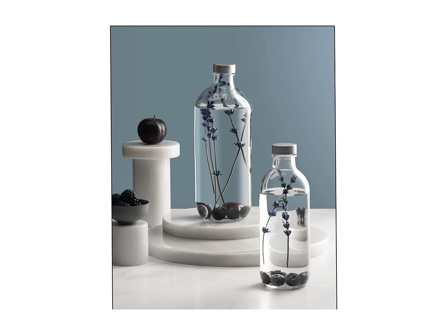 Lot de 6 bouteille en verre avec bouchon à vis, carafe pour l'eau, jus, capacité 1 L - Ø 9 x Hauteur 26 cm