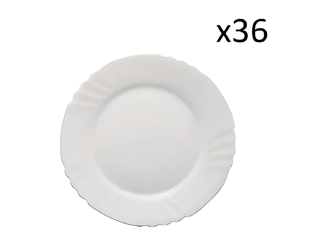 Set de table, service de 36 assiette plate à dessert, plat de service rond en verre - Diamètre 20 cm