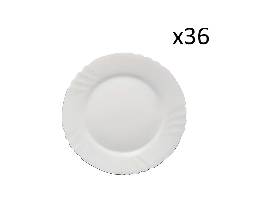 Set de table, service de 36 assiette plate à dessert, plat de service rond en verre - Diamètre 20 cm