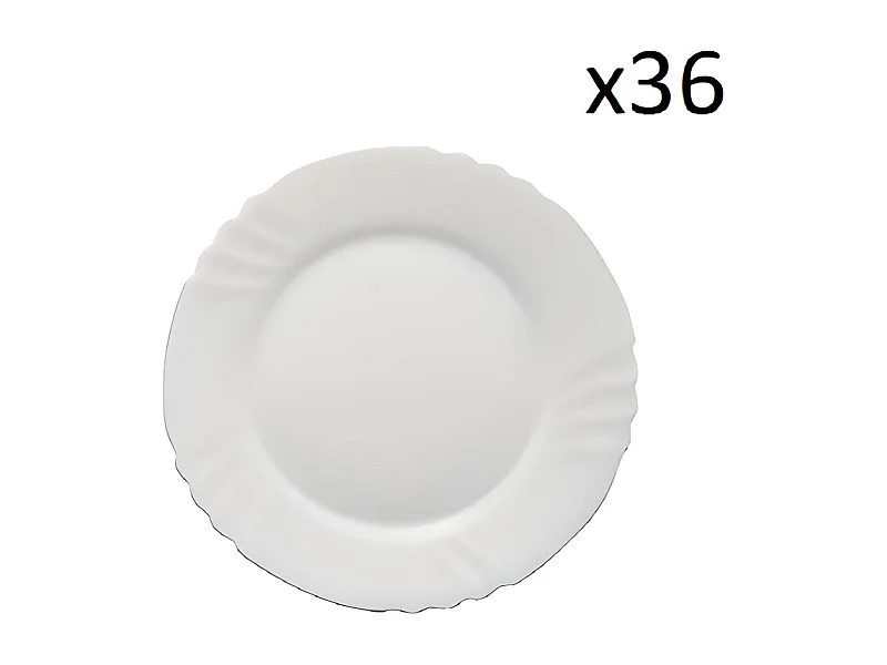 Set de table, service de 36 assiette plate à dessert, plat de service rond en verre - Diamètre 20 cm