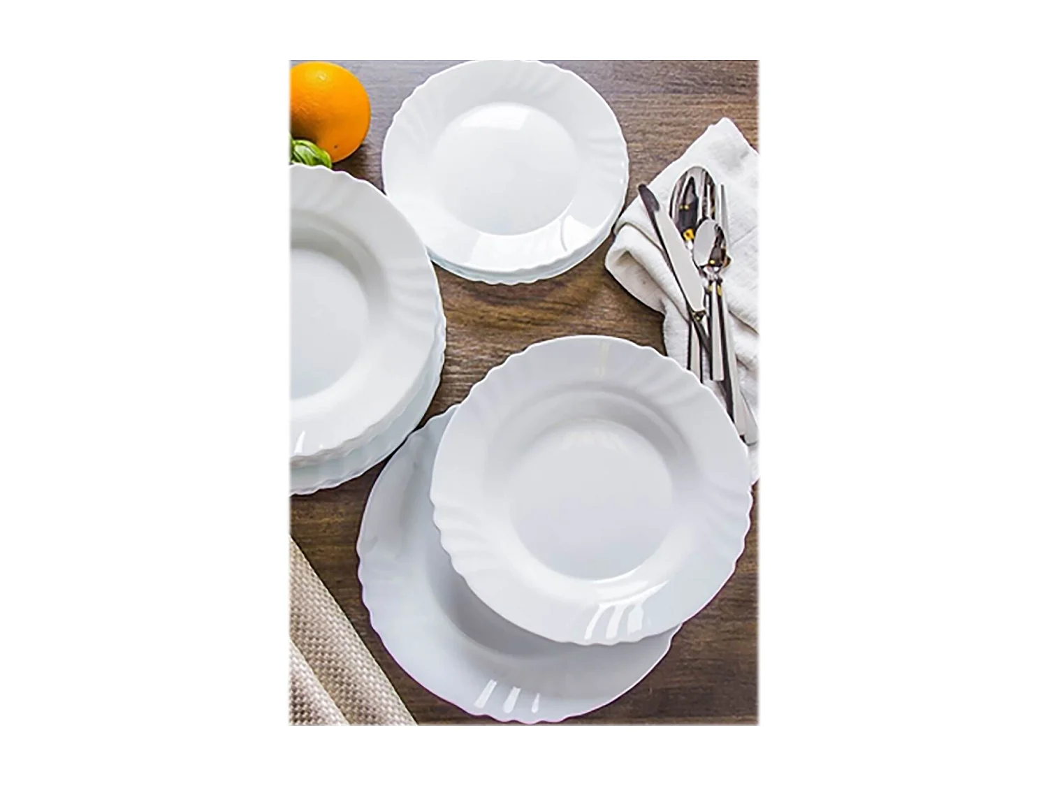 Set de table, service de 72 assiette plate à dessert, plat de service rond en verre - Diamètre 20 cm