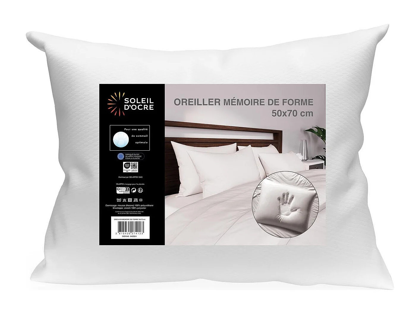 Almohada viscoelástica 50x70 cm, por Soleil d'ocre