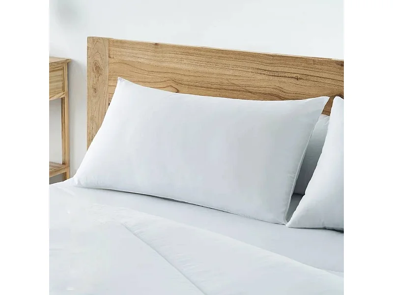 Oreiller rectangulaire, coussin anti-acarien en polyester/fibre siliconée coloris blanc - Longueur 70 x Profondeur 40 cm