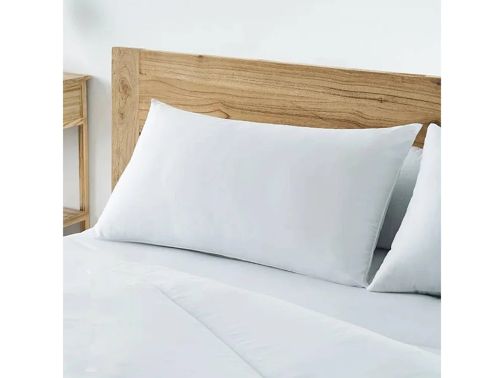 Oreiller rectangulaire, coussin anti-acarien en polyester/fibre siliconée coloris blanc - Longueur 70 x Profondeur 40 cm