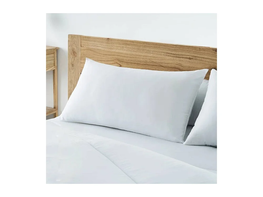 Oreiller rectangulaire, coussin anti-acarien en polyester/fibre siliconée coloris blanc - Longueur 70 x Profondeur 40 cm