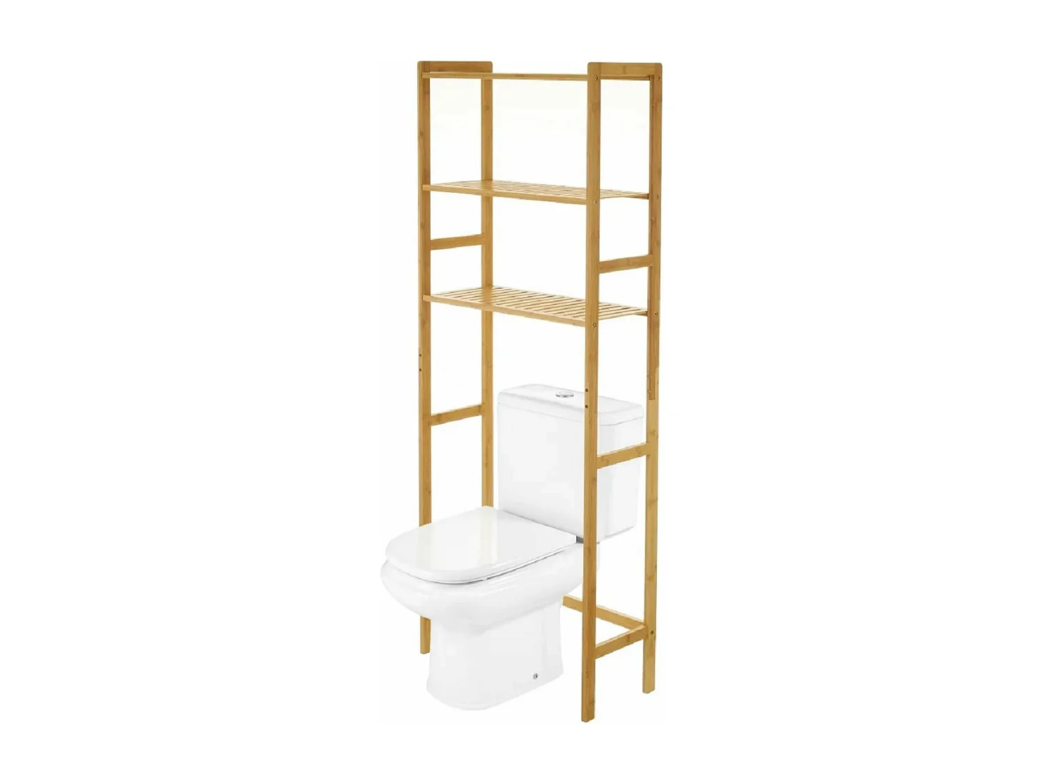 Etagère de salle de bain, meuble rangement au-dessus des toilettes WC avec 3 tablettes - Longueur 60 x Profondeur 25 x Hauteur 161 cm