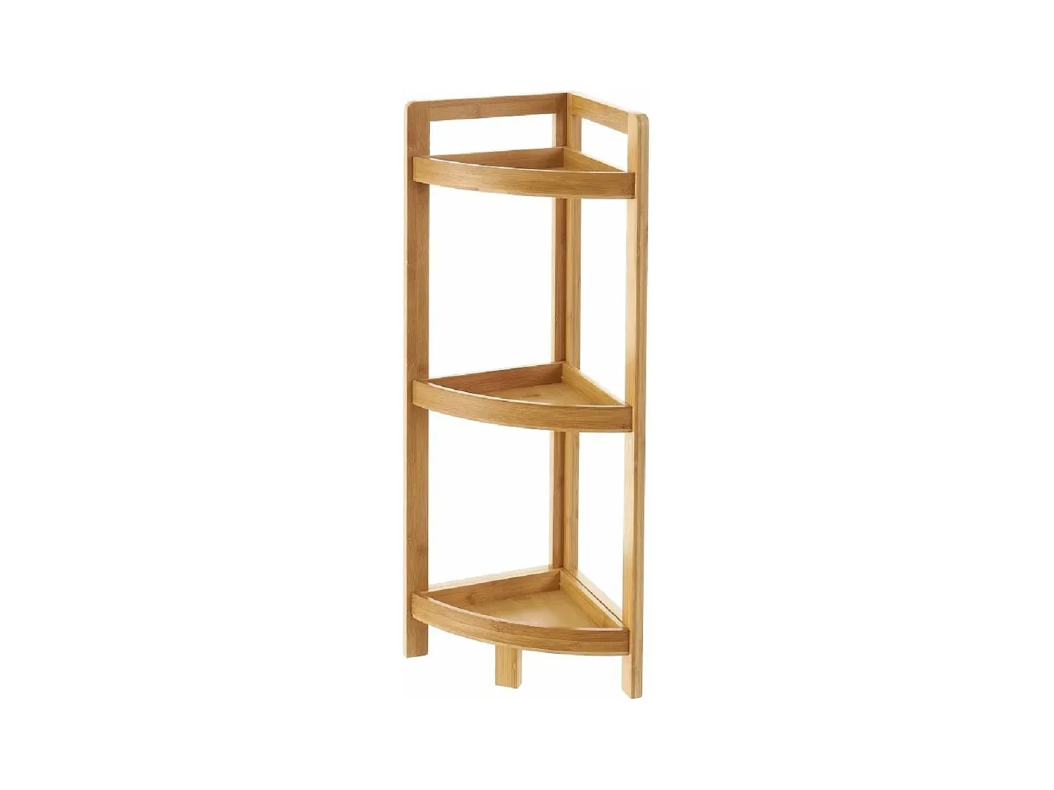Étagère d'angle de salle de bain en bambou coloris naturel - Longueur 23 x Profondeur 23 x Hauteur 77 cm