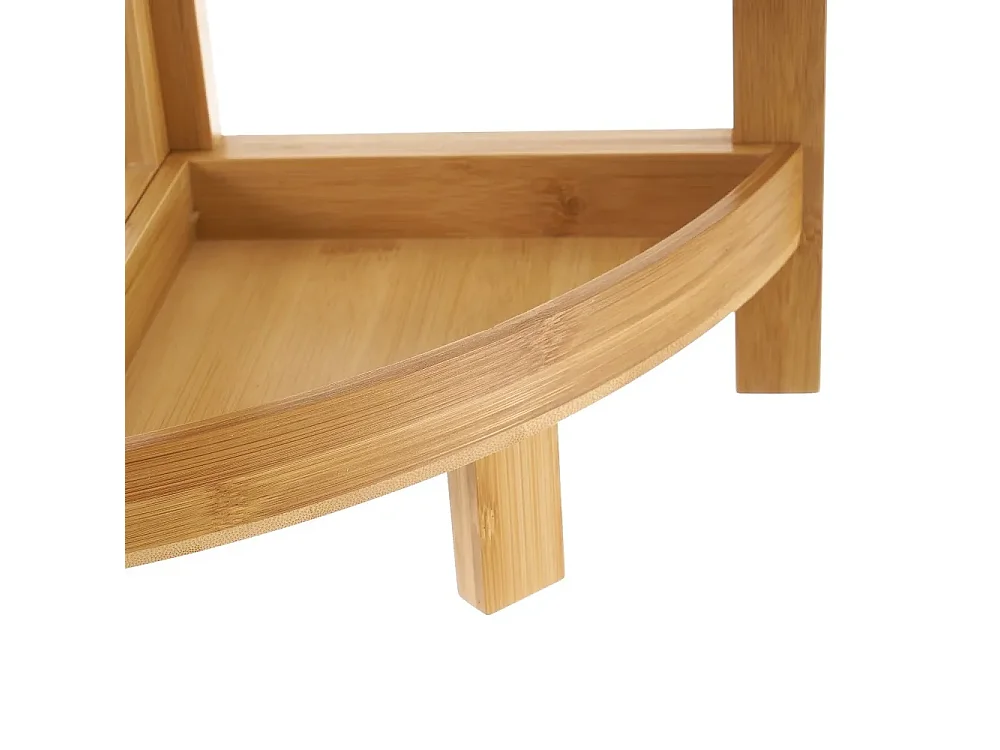 Étagère d'angle de salle de bain en bambou coloris naturel - Longueur 23 x Profondeur 23 x Hauteur 77 cm