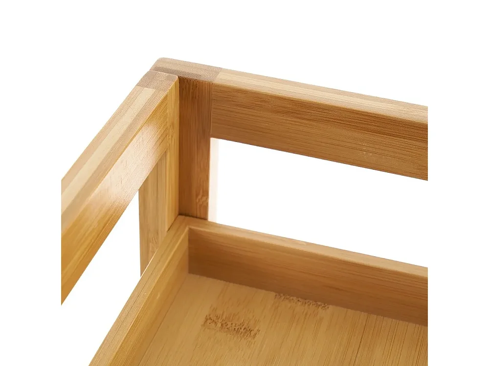 Étagère d'angle de salle de bain en bambou coloris naturel - Longueur 23 x Profondeur 23 x Hauteur 77 cm