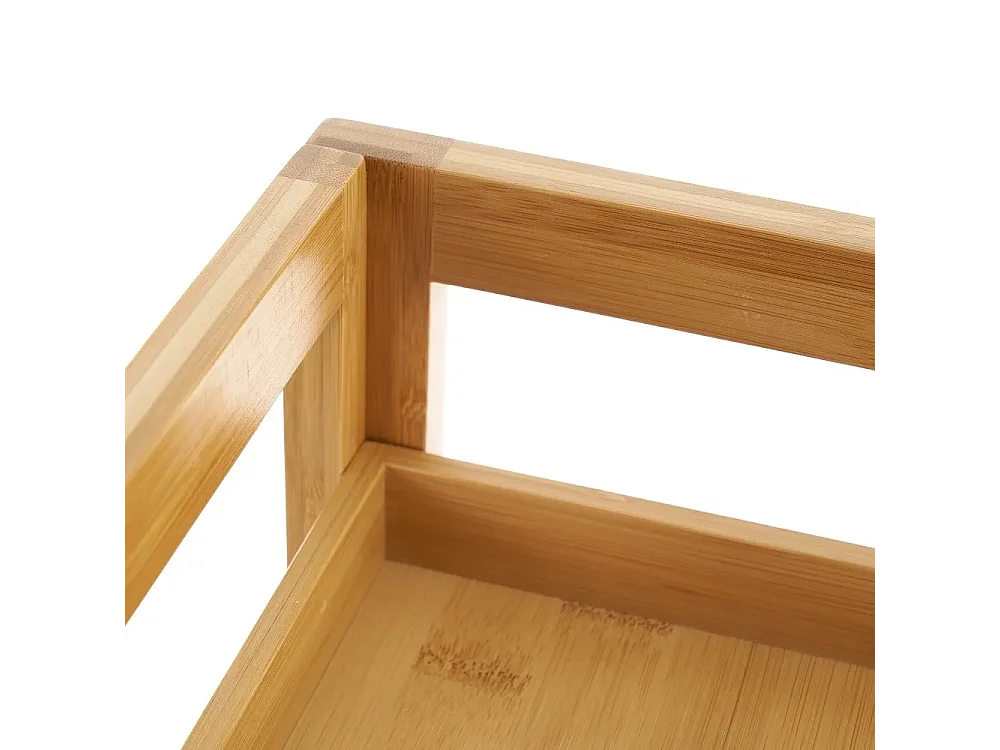 Étagère d'angle de salle de bain en bambou coloris naturel - Longueur 23 x Profondeur 23 x Hauteur 77 cm