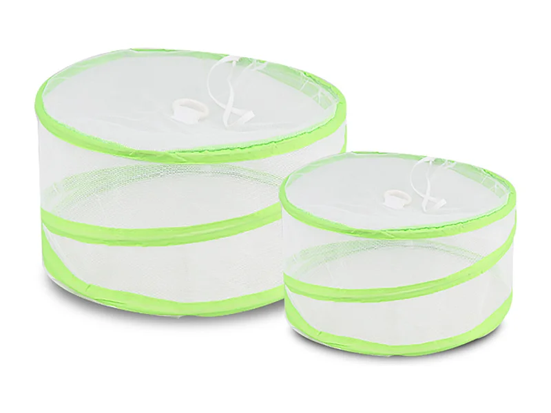 Lot de 2 couverture de nourriture, cloche alimentaire réutilisable pliable en deux tailles, anti-mouche anti-insecte anti-moustique - D. 29/22 x H. 14/10 cm