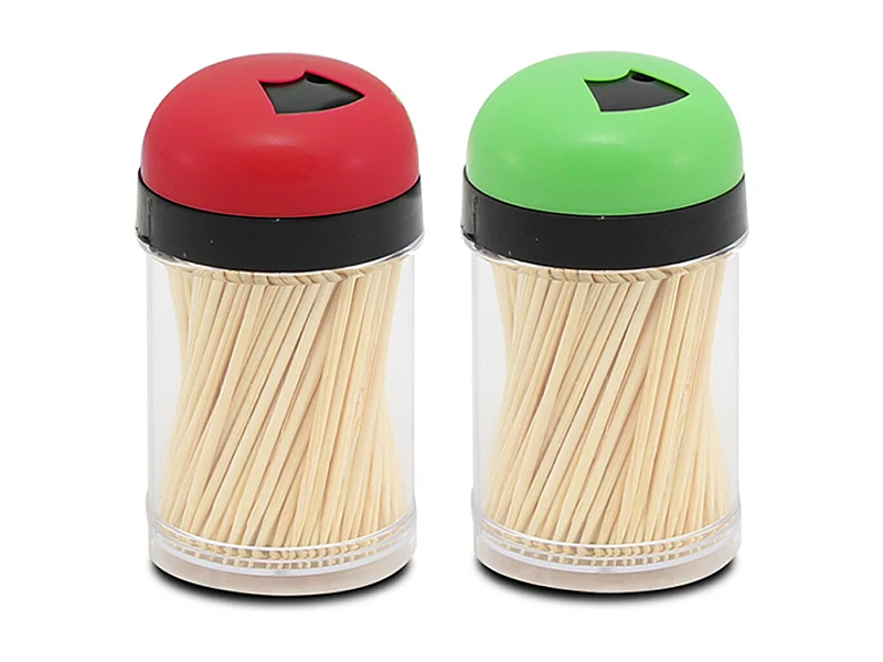 Ensemble de 2 distributeur de 200 cure dents, boîte distributrice de cure dents, cure dents pour cuisine - Diamètre 4 x Hauteur 8 cm