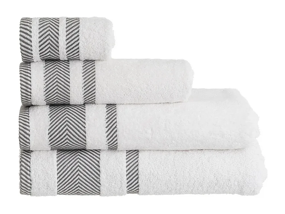 Pack de 2 serviette de bain 100 x 50 cm, serviette de toilette en 100% coton coloris blanc - Longueur 100 x Profondeur 50 cm