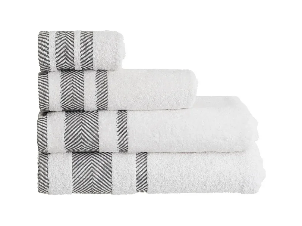 Pack de 2 serviette de bain 100 x 50 cm, serviette de toilette en 100% coton coloris blanc - Longueur 100 x Profondeur 50 cm
