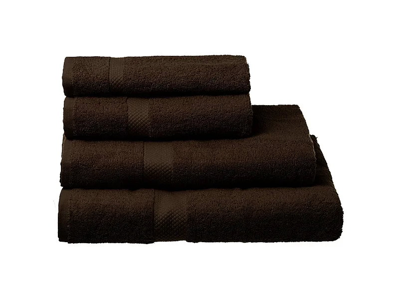 Pack de 2 serviette de bain 140 x 70 cm, serviette de toilette en 100% coton coloris chocolat - Longueur 140 x Profondeur 70 cm