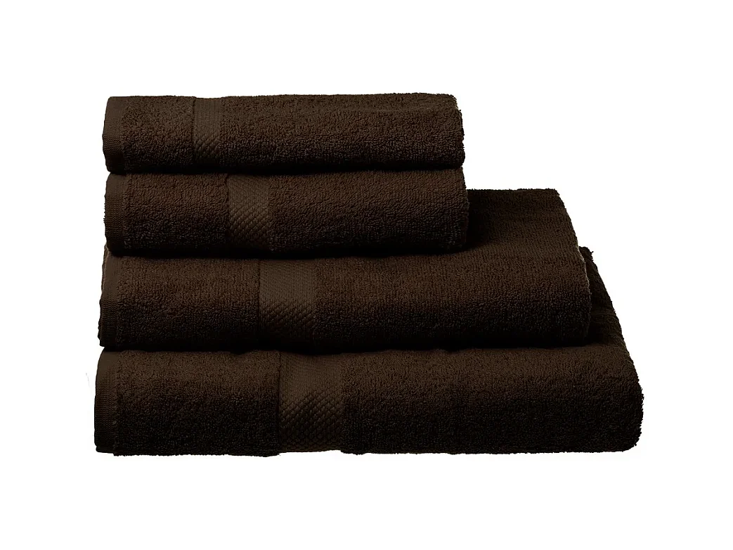 Pack de 6 serviette de bain 50 x 30 cm, serviette de toilette en 100% coton coloris chocolat - Longueur 50 x Profondeur 30 cm