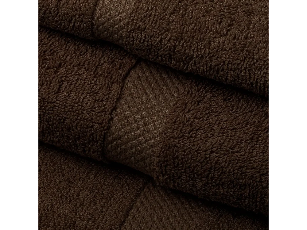 Pack de 6 serviette de bain 50 x 30 cm, serviette de toilette en 100% coton coloris chocolat - Longueur 50 x Profondeur 30 cm