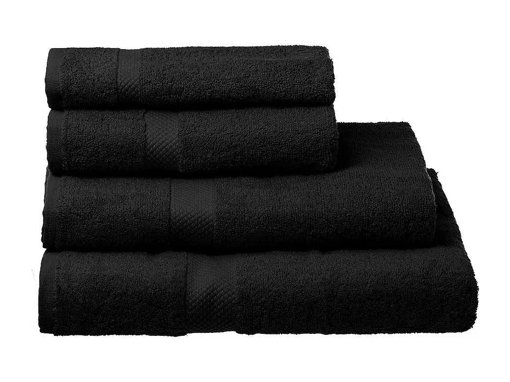 Pack de 2 serviette de bain 140 x 70 cm, serviette de toilette en 100% coton coloris noir - Longueur 140 x Profondeur 70 cm