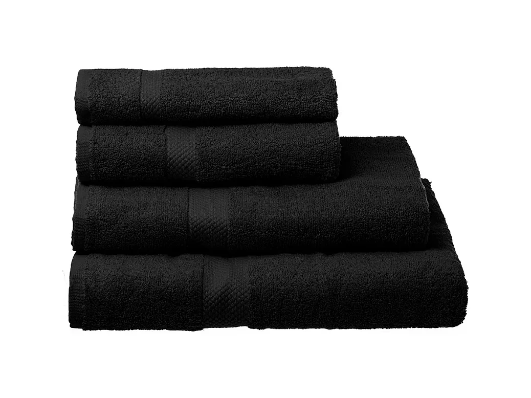 Pack de 2 serviette de bain 140 x 70 cm, serviette de toilette en 100% coton coloris noir - Longueur 140 x Profondeur 70 cm
