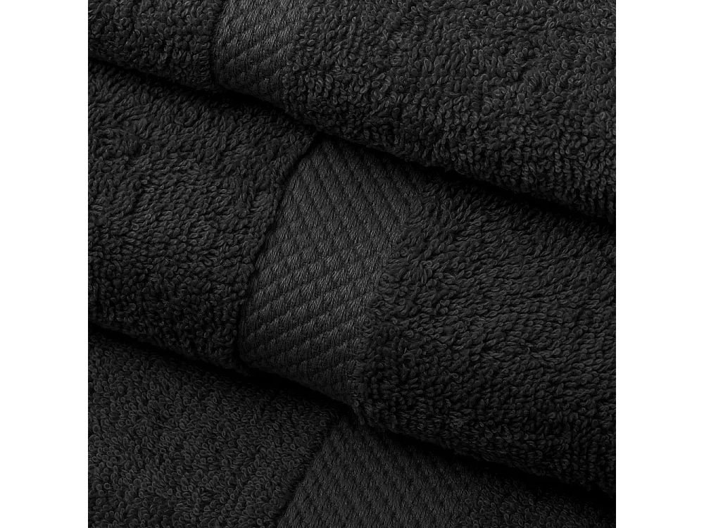 Pack de 2 serviette de bain 140 x 70 cm, serviette de toilette en 100% coton coloris noir - Longueur 140 x Profondeur 70 cm