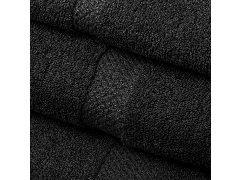 Pack de 2 serviette de bain 140 x 70 cm, serviette de toilette en 100% coton coloris noir - Longueur 140 x Profondeur 70 cm