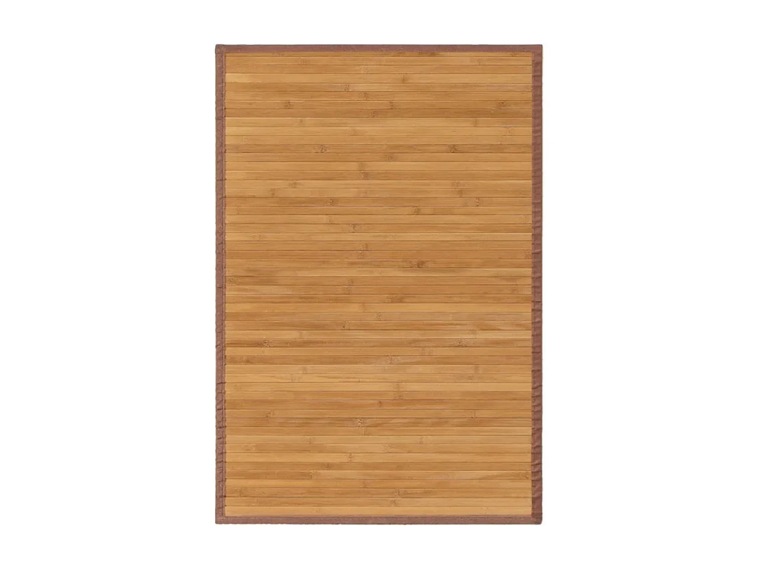 Lot de 2 tapis de sol antidérapant, moquette à rayures en bambou coloris naturel - Longueur 90 x Profondeur 60 cm