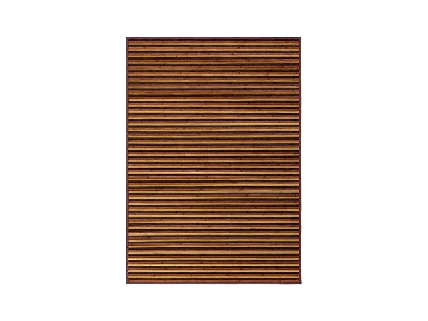 Tapis de sol antidérapant, moquette à rayures en bambou coloris marron - Longueur 200 x Profondeur 140 cm