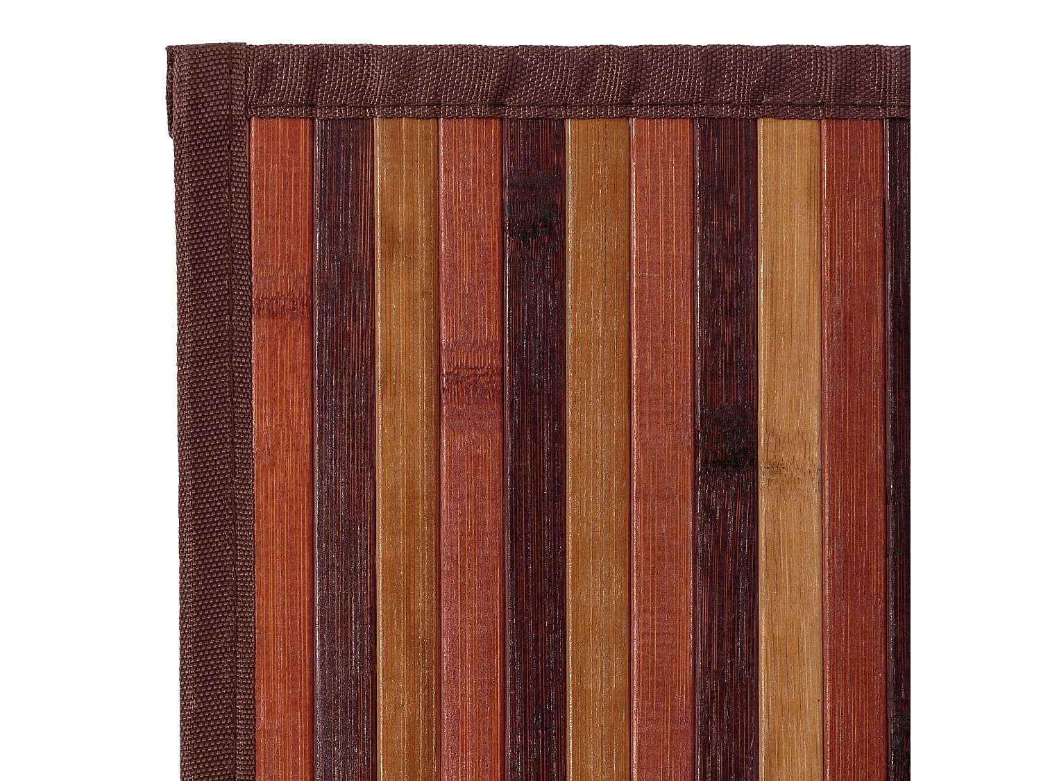 Tapis de sol antidérapant, moquette à rayures en bambou coloris marron - Longueur 200 x Profondeur 140 cm