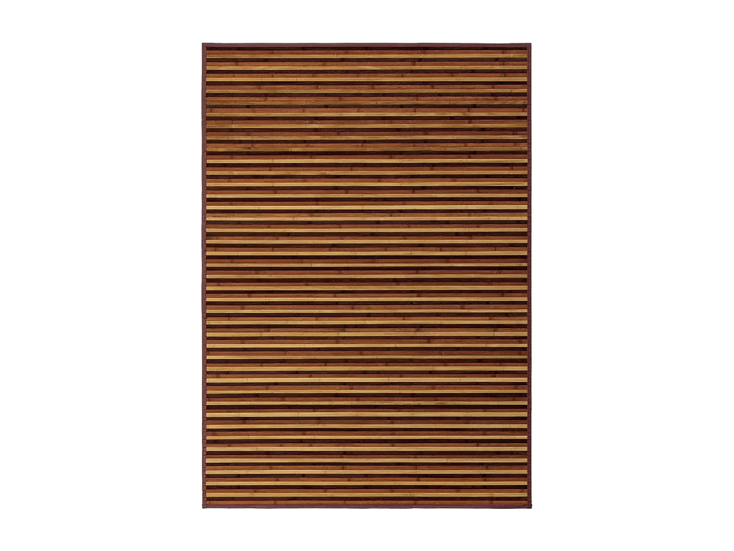 Tapis de sol antidérapant, moquette à rayures en bambou coloris marron - Longueur 200 x Profondeur 140 cm