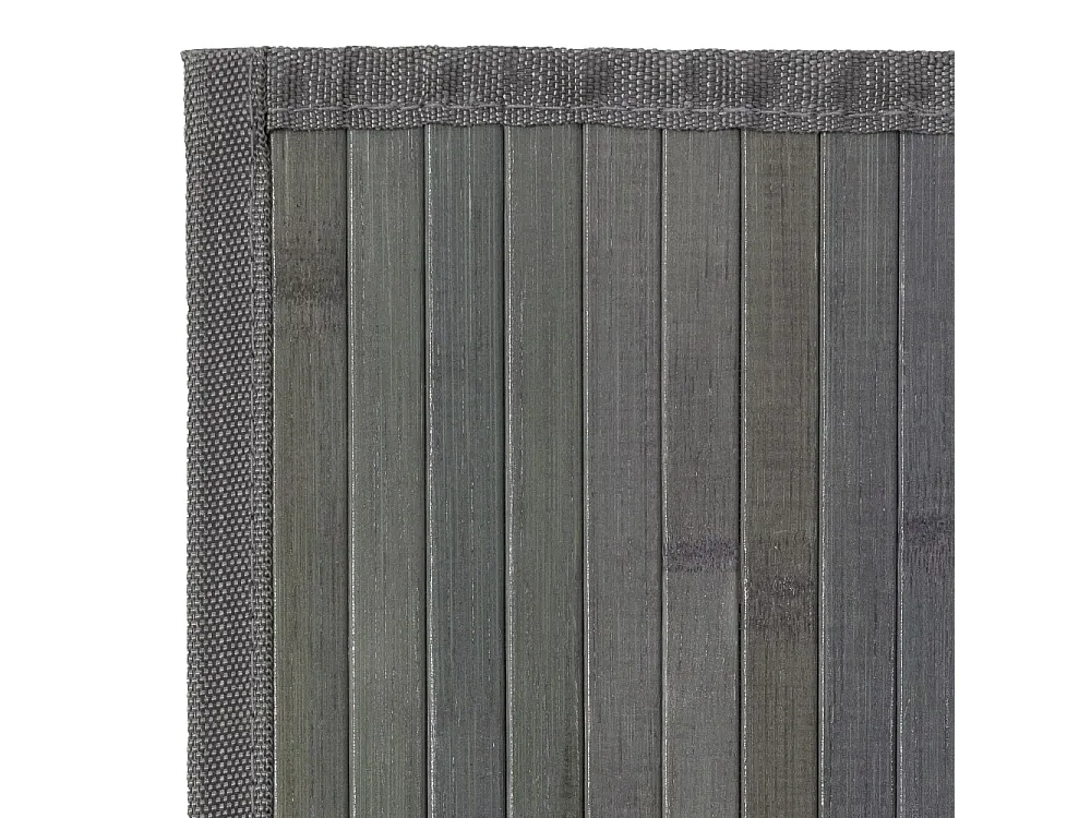 Lot de 2 tapis de sol antidérapant, moquette à rayures en bambou coloris gris - Longueur 90 x Profondeur 60 cm