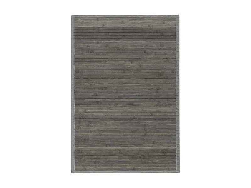 Lot de 2 tapis de sol antidérapant, moquette à rayures en bambou coloris gris - Longueur 90 x Profondeur 60 cm