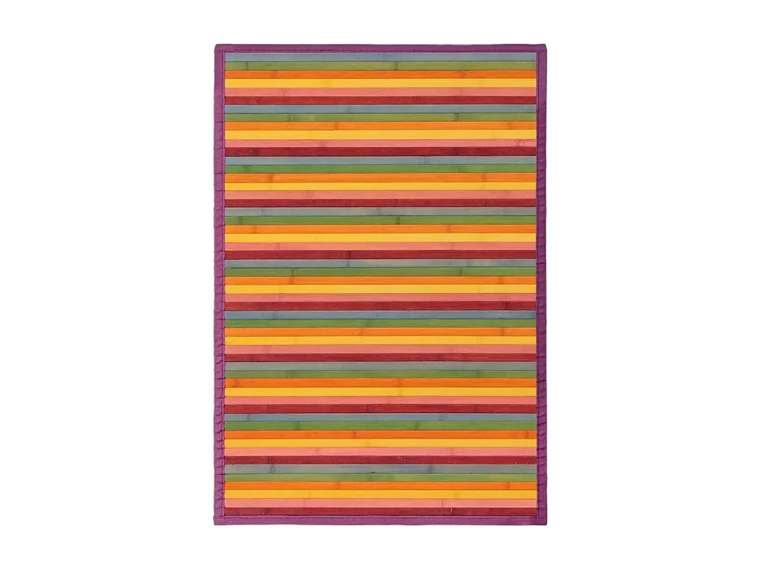 Lot de 2 tapis de sol antidérapant, moquette à rayures en bambou coloris multicolore - Longueur 90 x Profondeur 60 cm