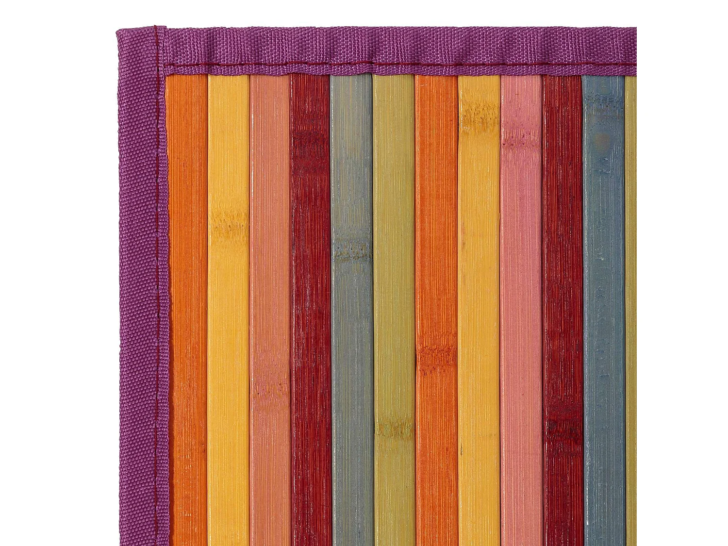 Lot de 2 tapis de sol antidérapant, moquette à rayures en bambou coloris multicolore - Longueur 90 x Profondeur 60 cm