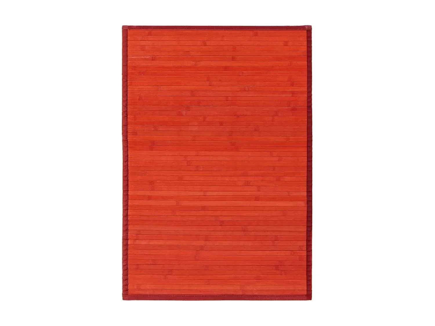 Lot de 2 tapis de sol antidérapant, moquette à rayures en bambou coloris rouge - Longueur 90 x Profondeur 60 cm