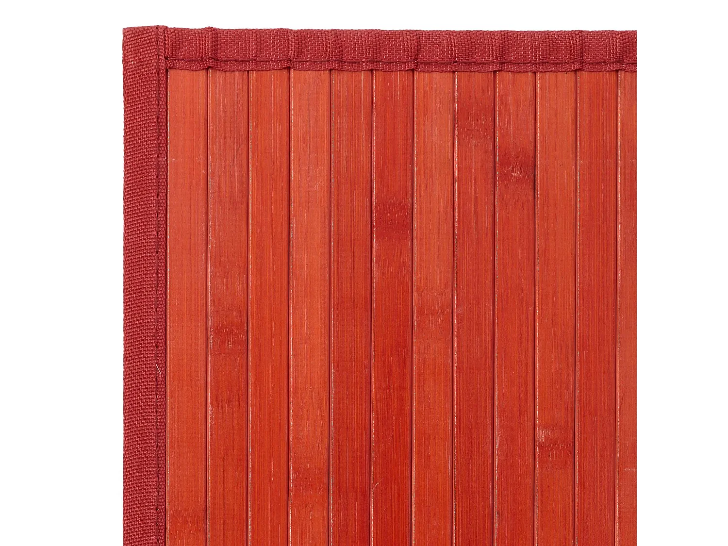 Lot de 2 tapis de sol antidérapant, moquette à rayures en bambou coloris rouge - Longueur 90 x Profondeur 60 cm