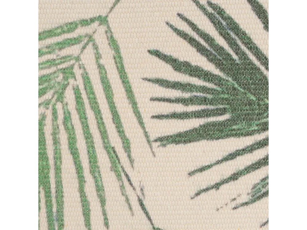 Tapis à franges avec pompons, moquette en polyester-coton imprimé coloris beige/vert - Longueur 80 x Profondeur 50 cm