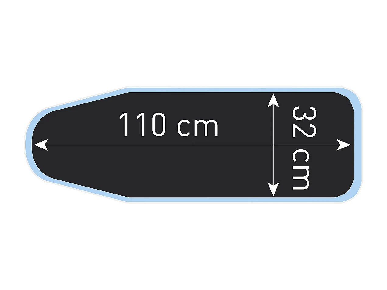 Table à repasser avec repose-fer, planche à repasser pliable, table à repasser antidérapante - Longueur 110 x profondeur 32 cm
