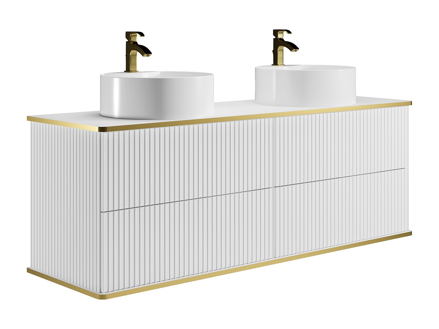 Waschbeckenunterschrank hängend - Streifenoptik - Goldfarbene Umrandung - D günstig online kaufen