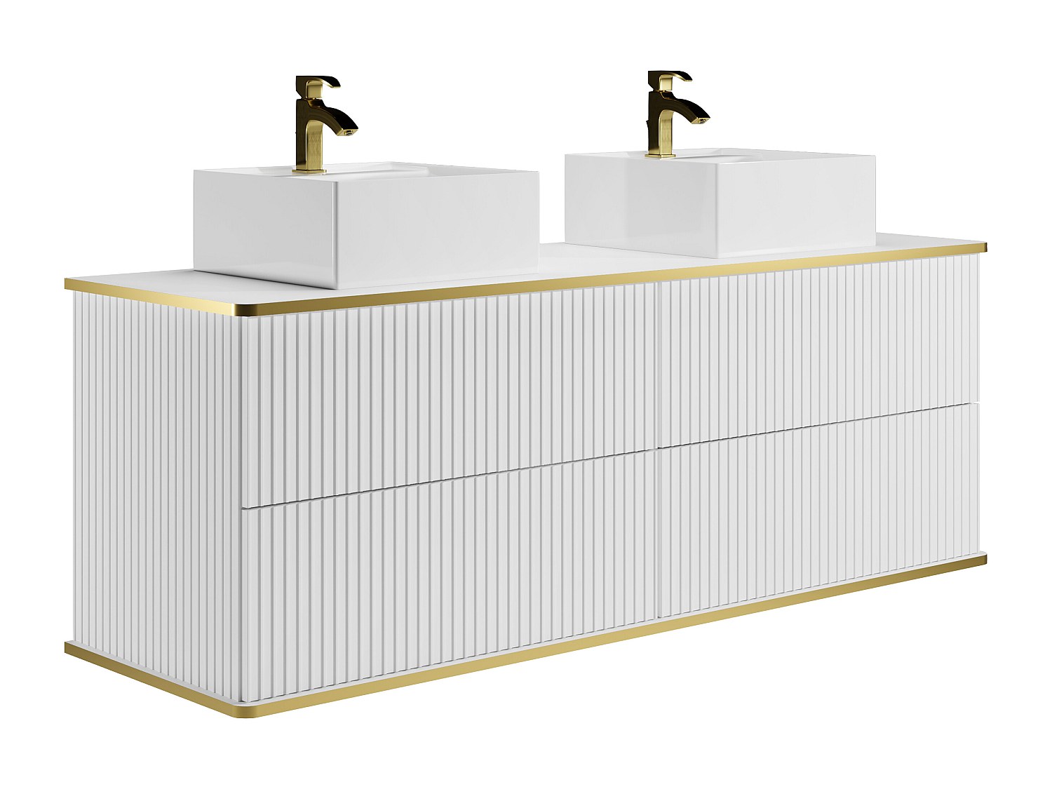 Waschbeckenunterschrank hängend - Streifenoptik - Goldfarbene Umrandung - D günstig online kaufen