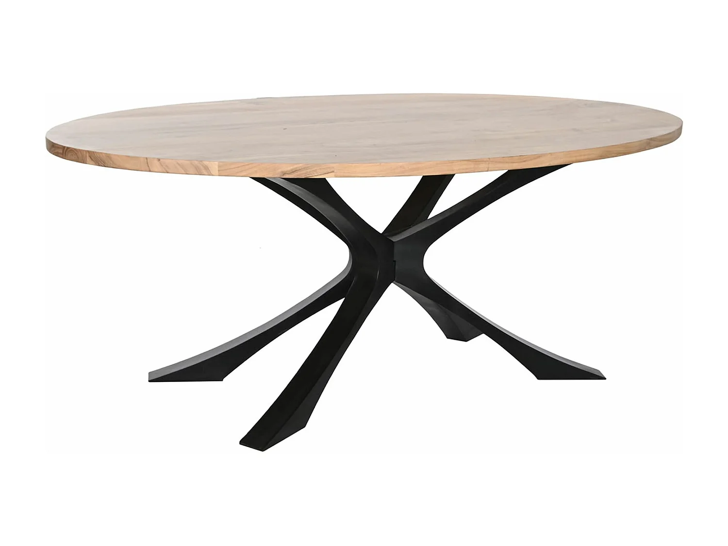 Table de salle à manger, table de repas en bois d'acacia coloris naturel et métal noir - longueur 200 x profondeur 110 x hauteur 76 cm