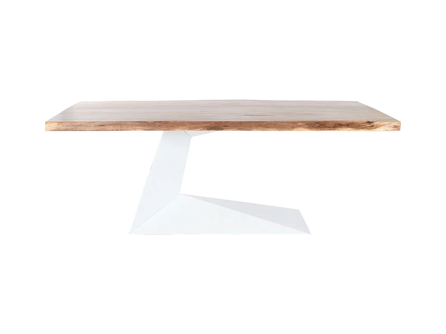 Table de salle à manger, table de repas en bois d'acacia coloris naturel et métal blanc - longueur 200 x profondeur 100 x hauteur 76 cm